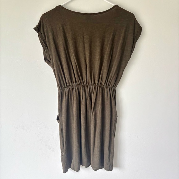 H&M Army Green Mini Sundress Cap Sleeve Cinch Waist Pockets Size XS - Picture 7 of 8